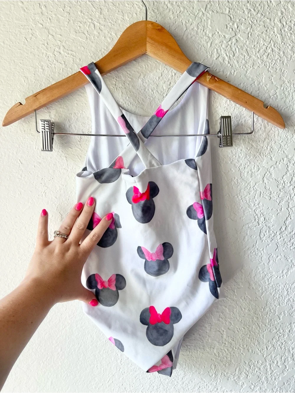 Ellory Kate Minnie Mouse Watercolor Bow Swimsuit Sz 7/8